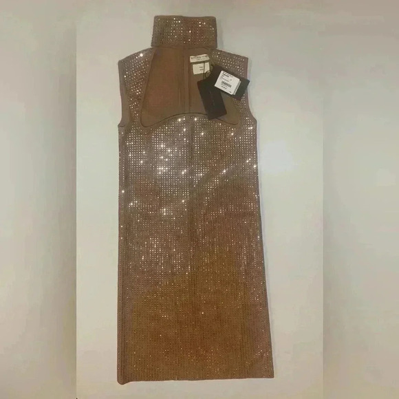 Bottega Veneta Turtleneck Sweater Dress 42 6 S Cut Out Midi Embellished $5650 - Picture 6 of 16